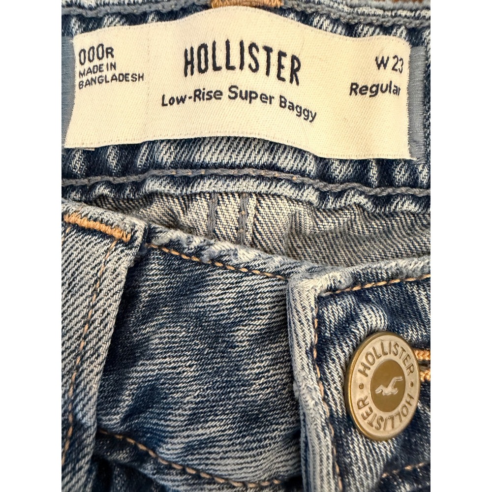 Hollister Low-Rise Super Baggy Jeans Light Wash Wide Leg Denim W23 000R Regular - Picture 3 of 9